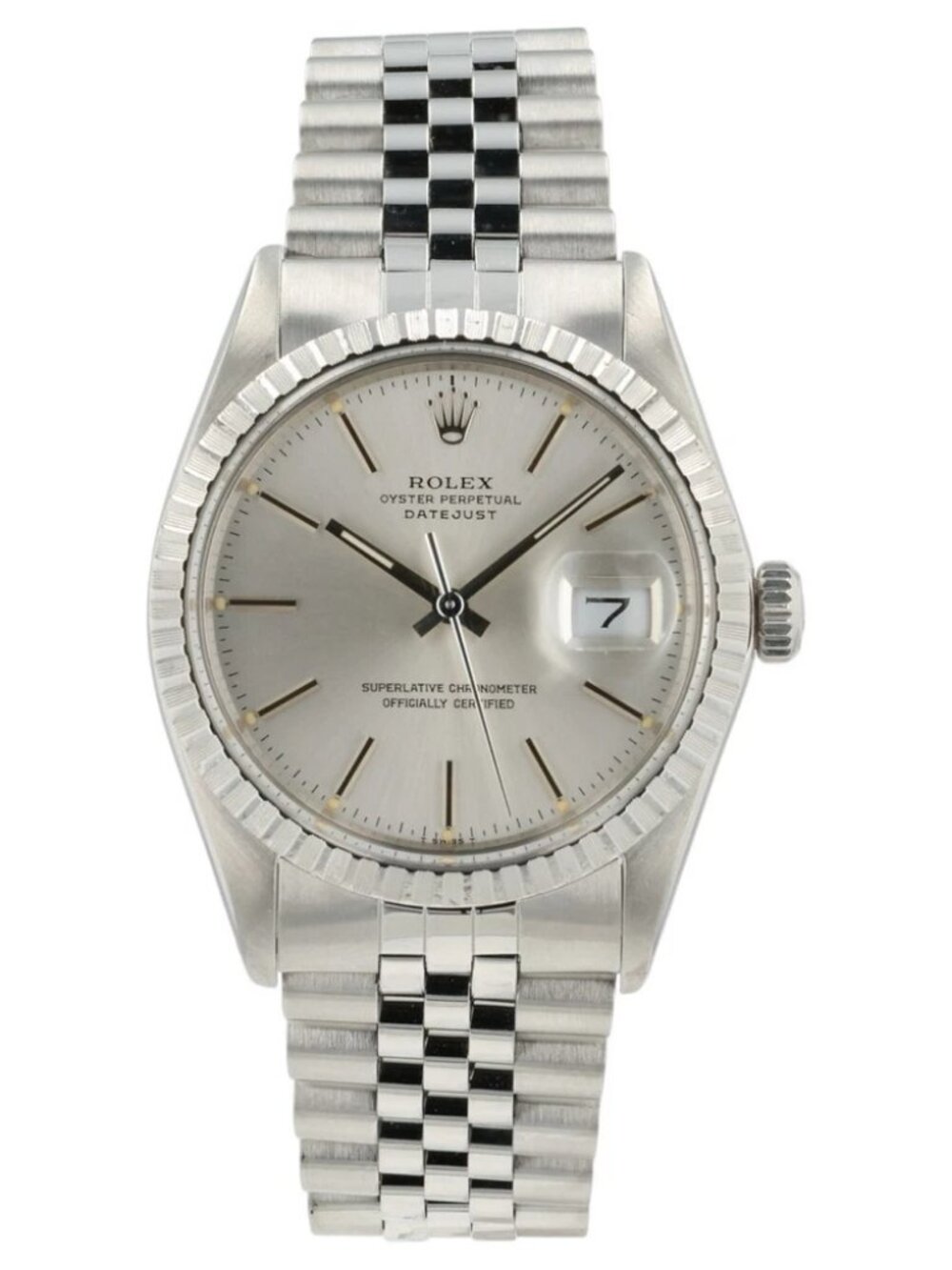 Rolex Datejust Silver Stick Silver Dial Steel 36mm Automatic Men’s Watch 16030